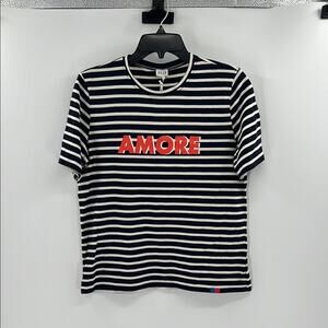 KULE Women's The Modern Amore T-Shirt - Navy/Cream Stripes - Small - NWT